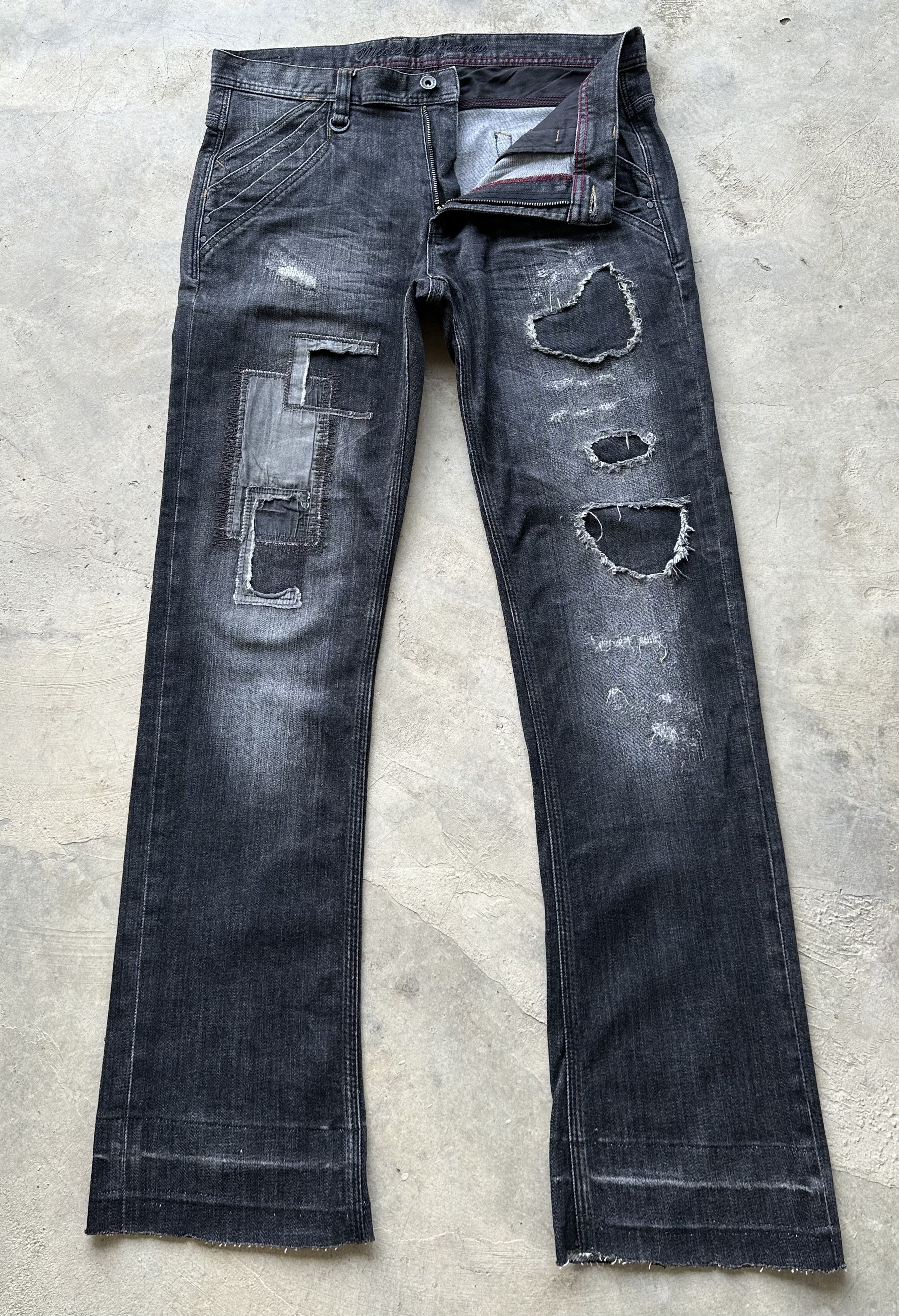 Nicole Club Japanese Brand NCFM Distressed Patchwork Denim Released Hem Size US 35 - 2 Thumbnail