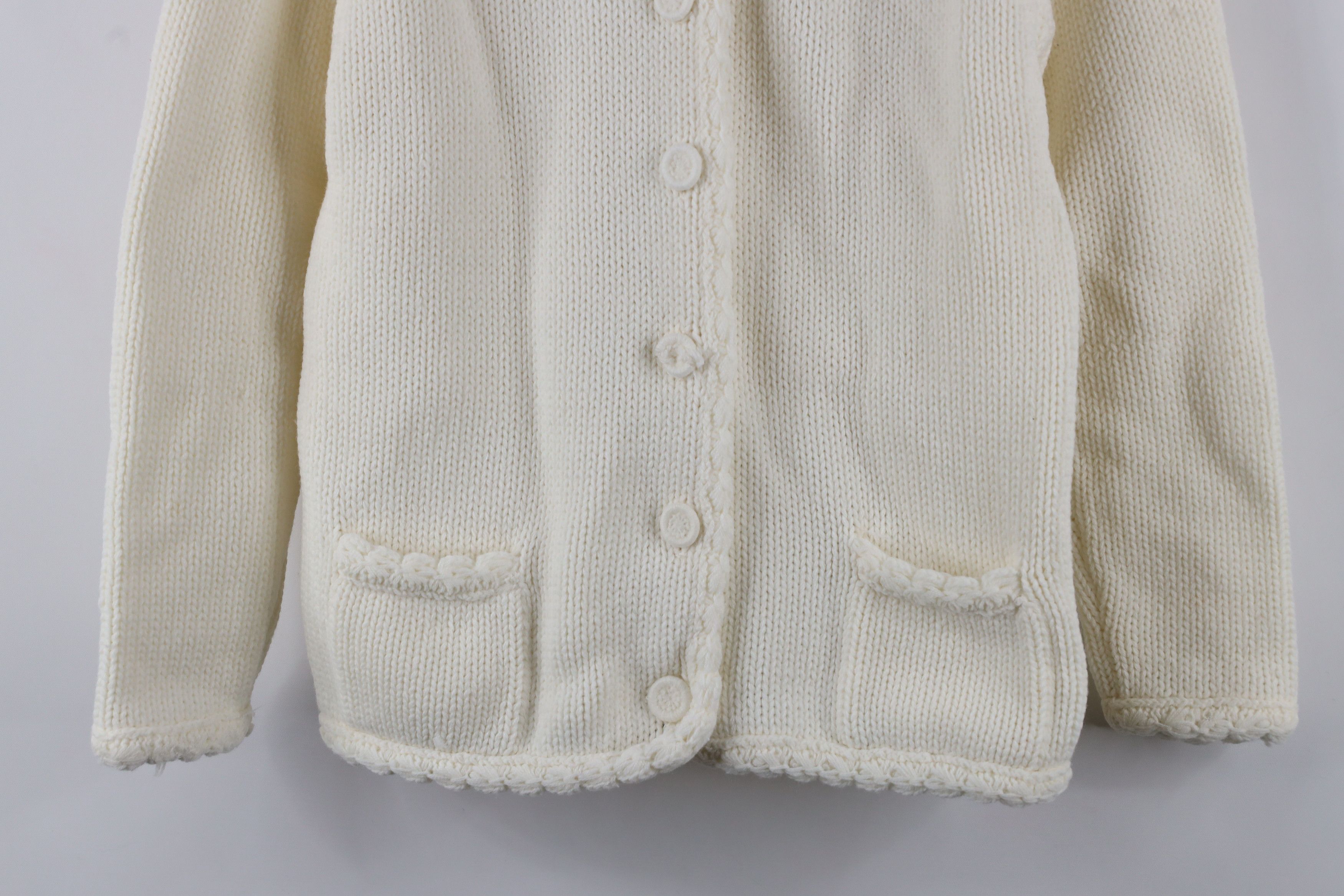 Vintage Vintage 70s Ribbed Cable Knit Cardigan Sweater White Japan Size S / US 4 / IT 40 - 3 Thumbnail