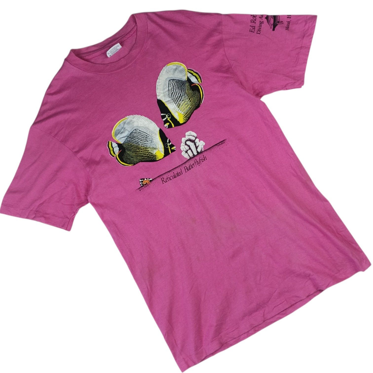Hanes Vintage 80's HANES Reticulated Butterflyfish Hawaii T-Shirt Size US M / EU 48-50 / 2 - 3 Thumbnail