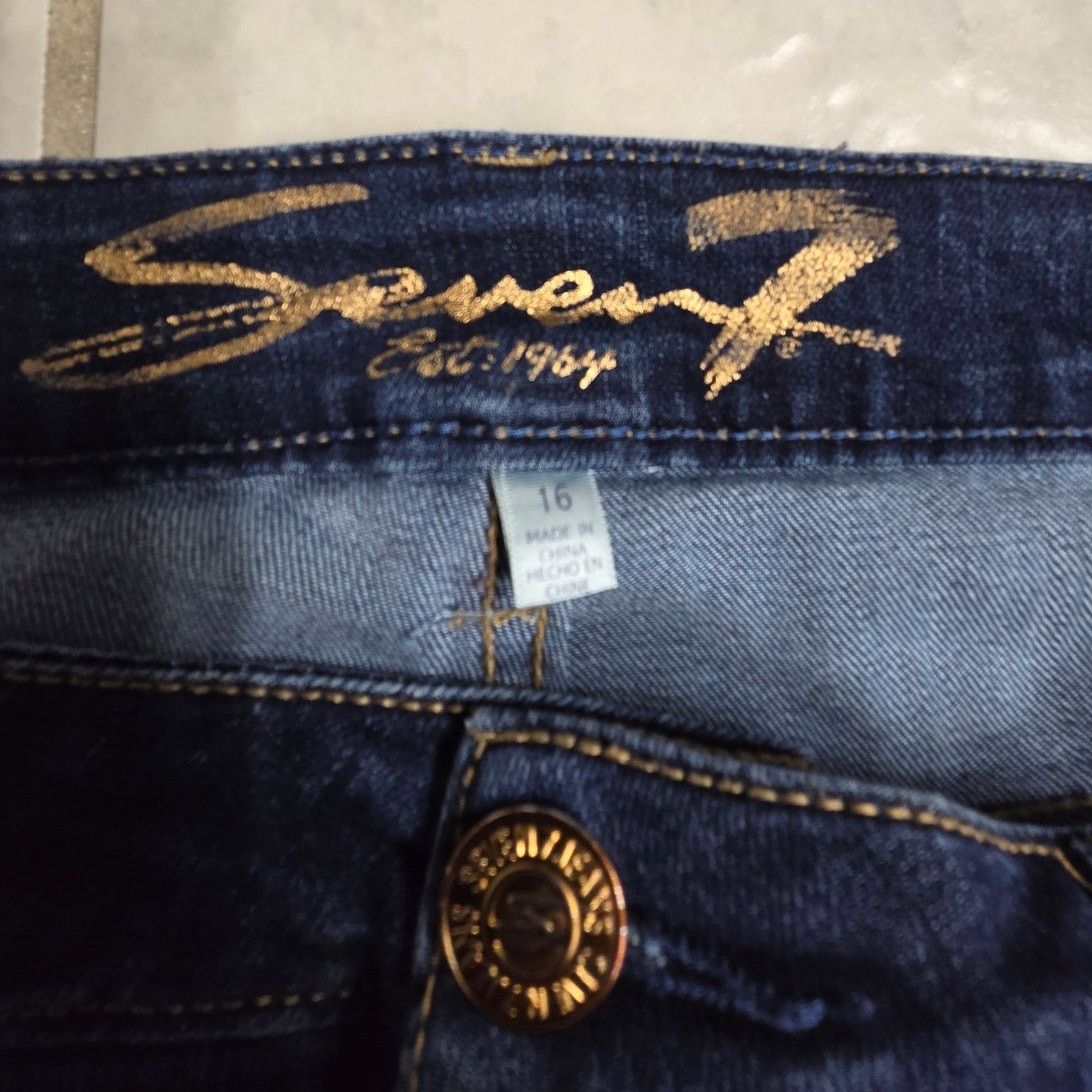 Other Seven High Rise Slim Straight Dark Wash Fray Hem Jeans-Sz 16 Size 38" / US 16 / IT 52 - 3 Thumbnail
