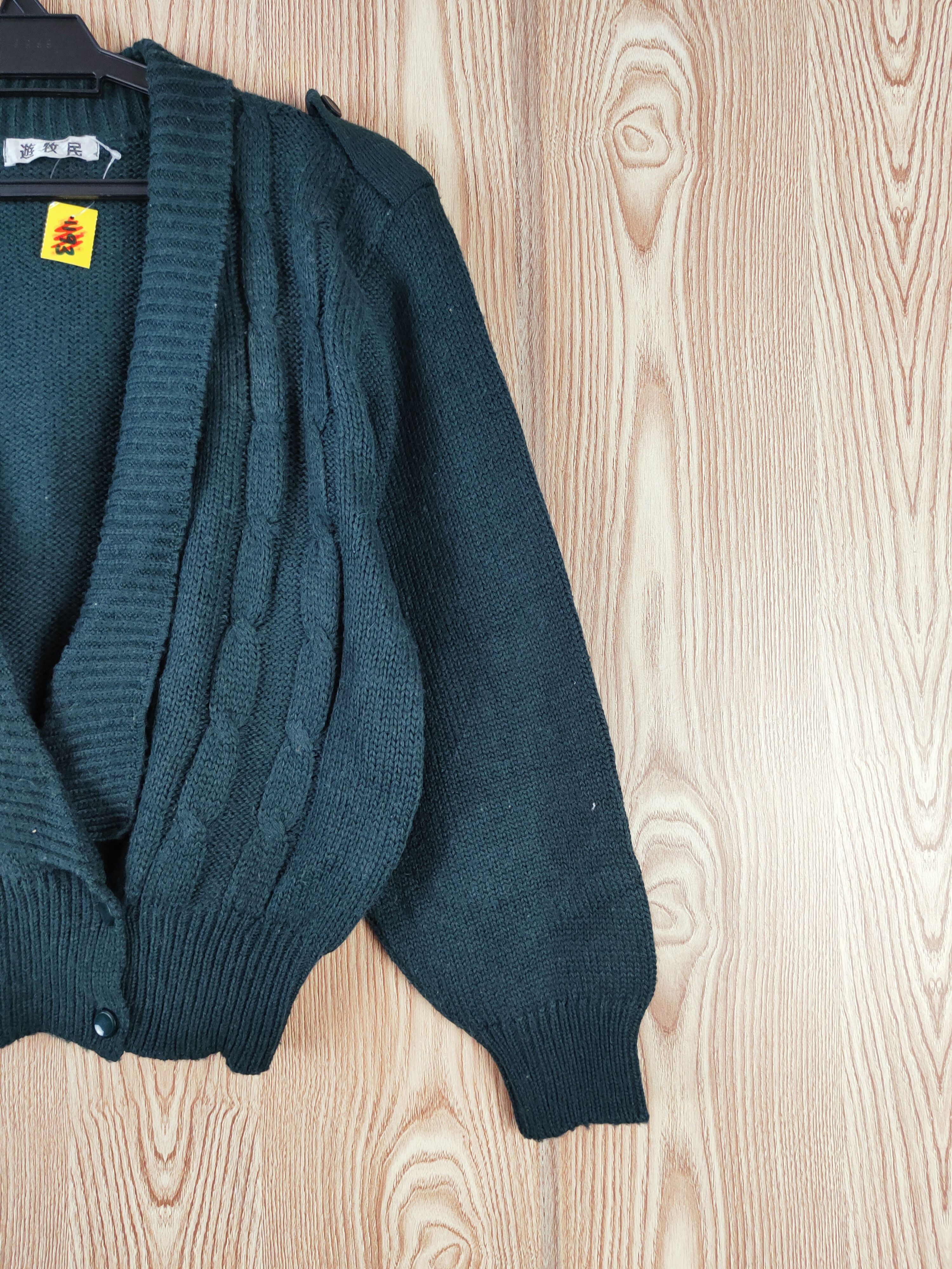 Aran Isles Knitwear × Japanese Brand Japanese Brand Dark Green Knitwear Crop Top Cardigan #W733 Size S / US 4 / IT 40 - 5 Thumbnail