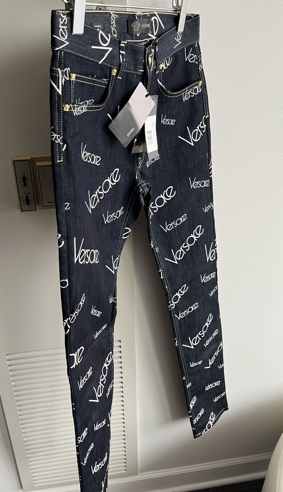 Versace Super Runway Versace Monogram Logo Denim Jeans Brand New Size US 29 - 16 Thumbnail