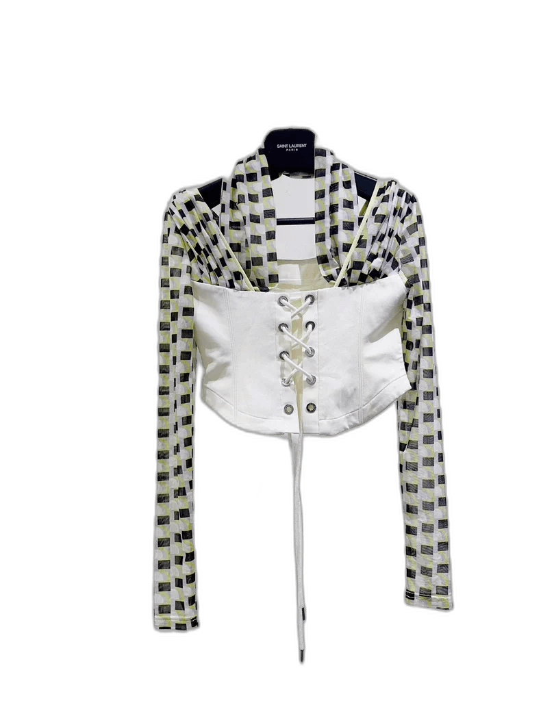 The Row Stylish White Checkered Long Sleeve Top Size S / US 4 / IT 40 - 1 Thumbnail