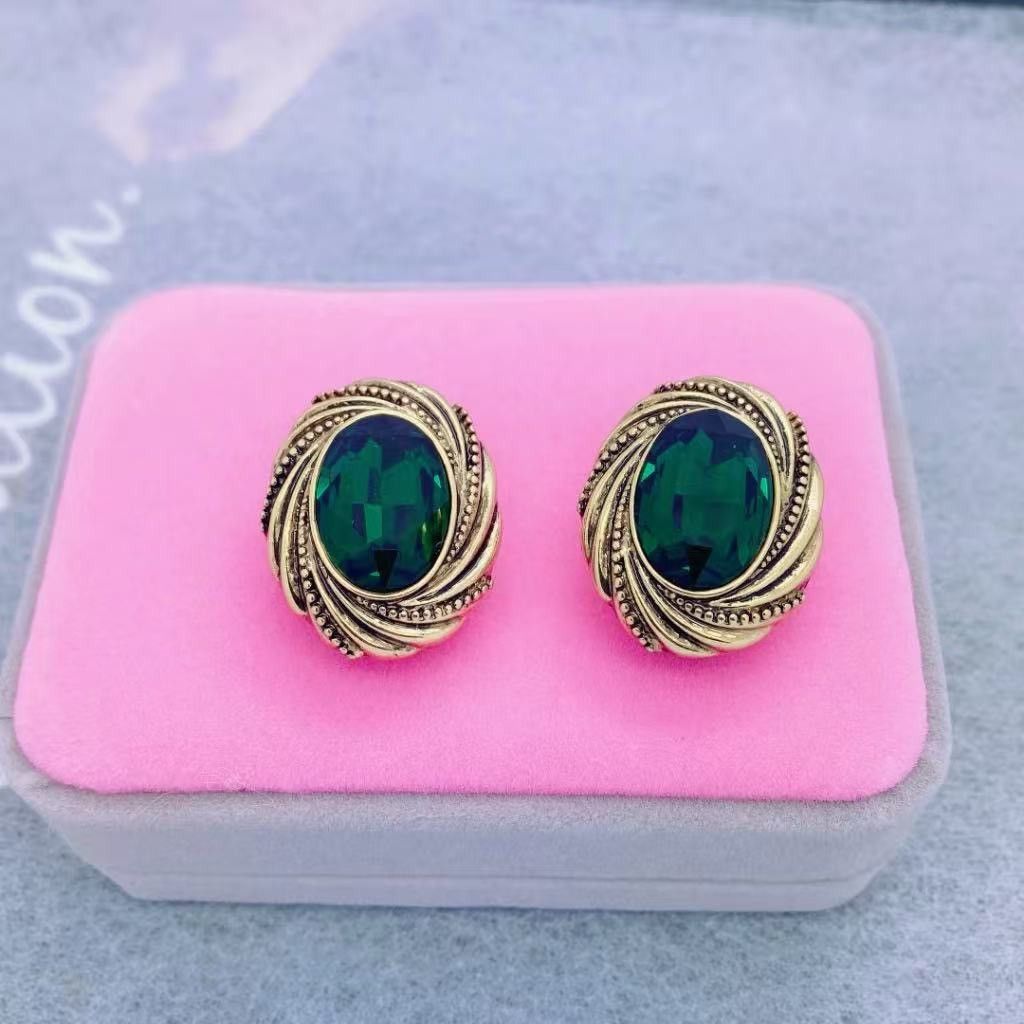 Other Artificial emerald, classic style earrings Size ONE SIZE - 1 Thumbnail