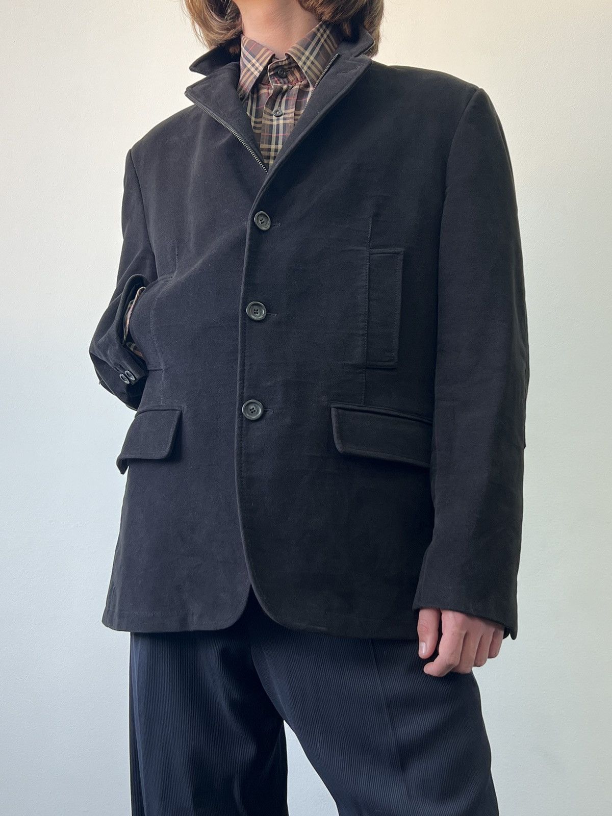Burberry × Burberry Prorsum Burberry London Velour Blazer Jacket Size US XL / EU 56 / 4 - 4 Thumbnail