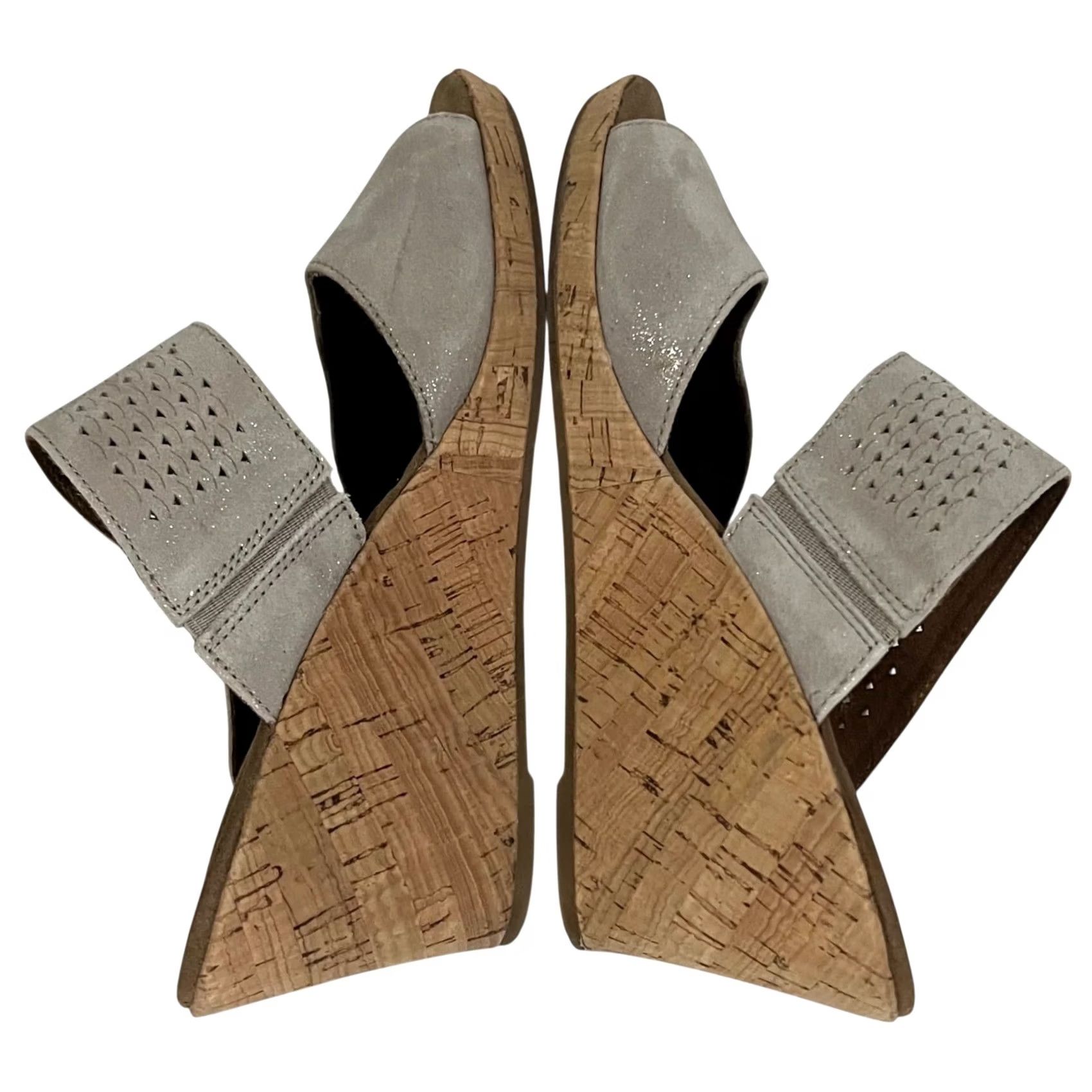 Rockport Rockport Briah Sandals Slip-On Gray Silver Leather Womens Size 8 Wedge 2-Band Mid Heel Hook & Loop Shoes Size US 8 / IT 38 - 7 Thumbnail