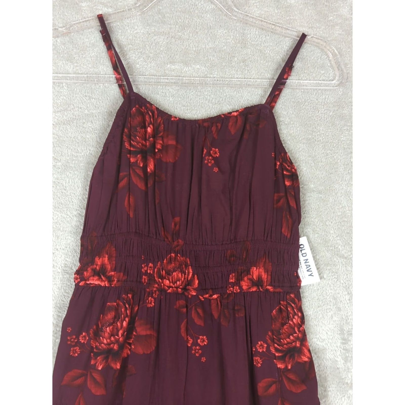 Old Navy Old Navy Women's Dress XS Purple Floral Cami Empire Waist Tiered Midi Sleeveless A-Line Bohemian Gothic Fit & Flare Pockets Straps Smocked Rayon Size XS / US 0-2 / IT 36-38 - 2 Thumbnail