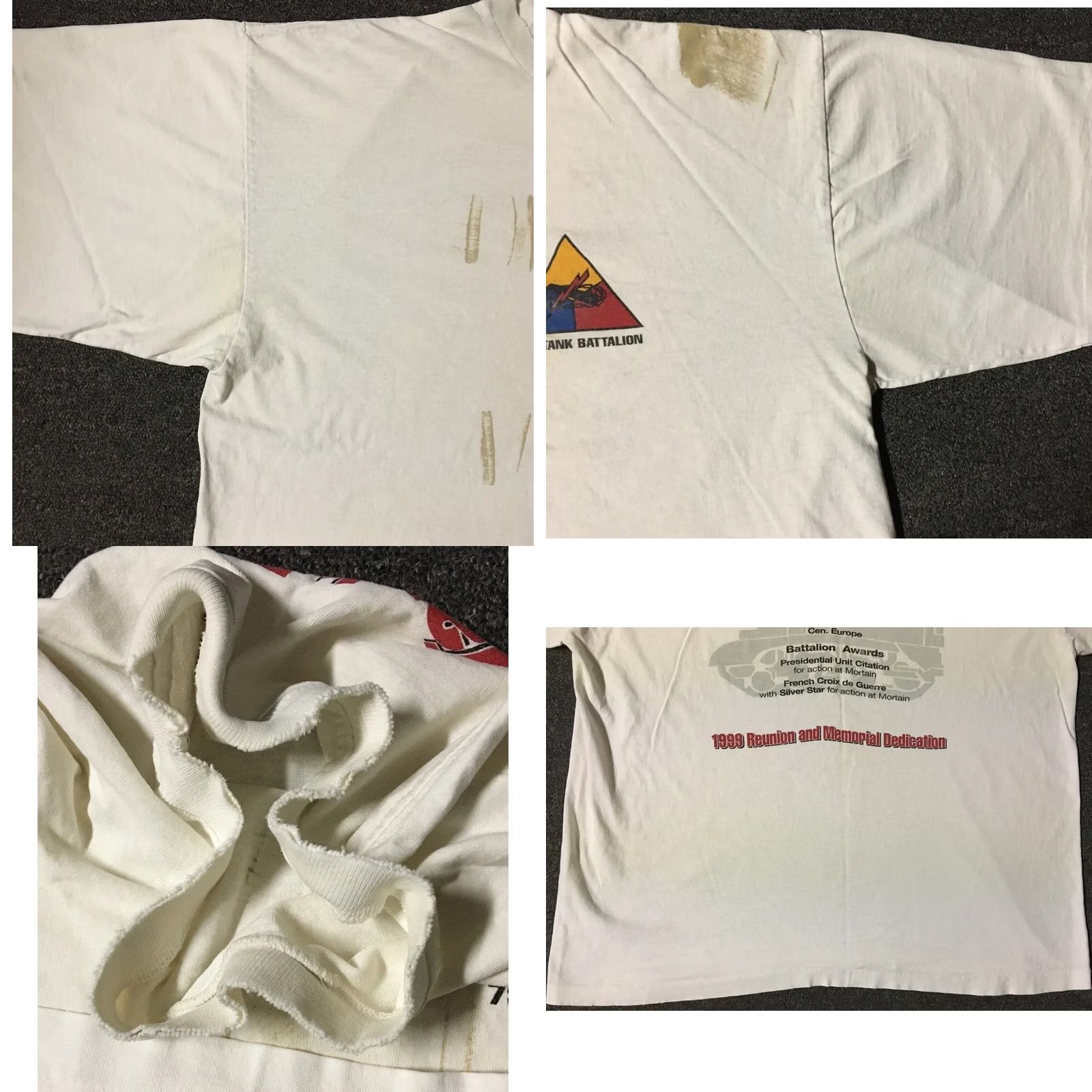 Vintage VINTAGE 90s Army Shirt 2XL White Short Sleeve Crew Neck Graphic Tee Military Grunge Patton's Spearheaders USA USMC Navy Seal California 80s 90s Size US XXL / EU 58 / 5 - 8 Thumbnail