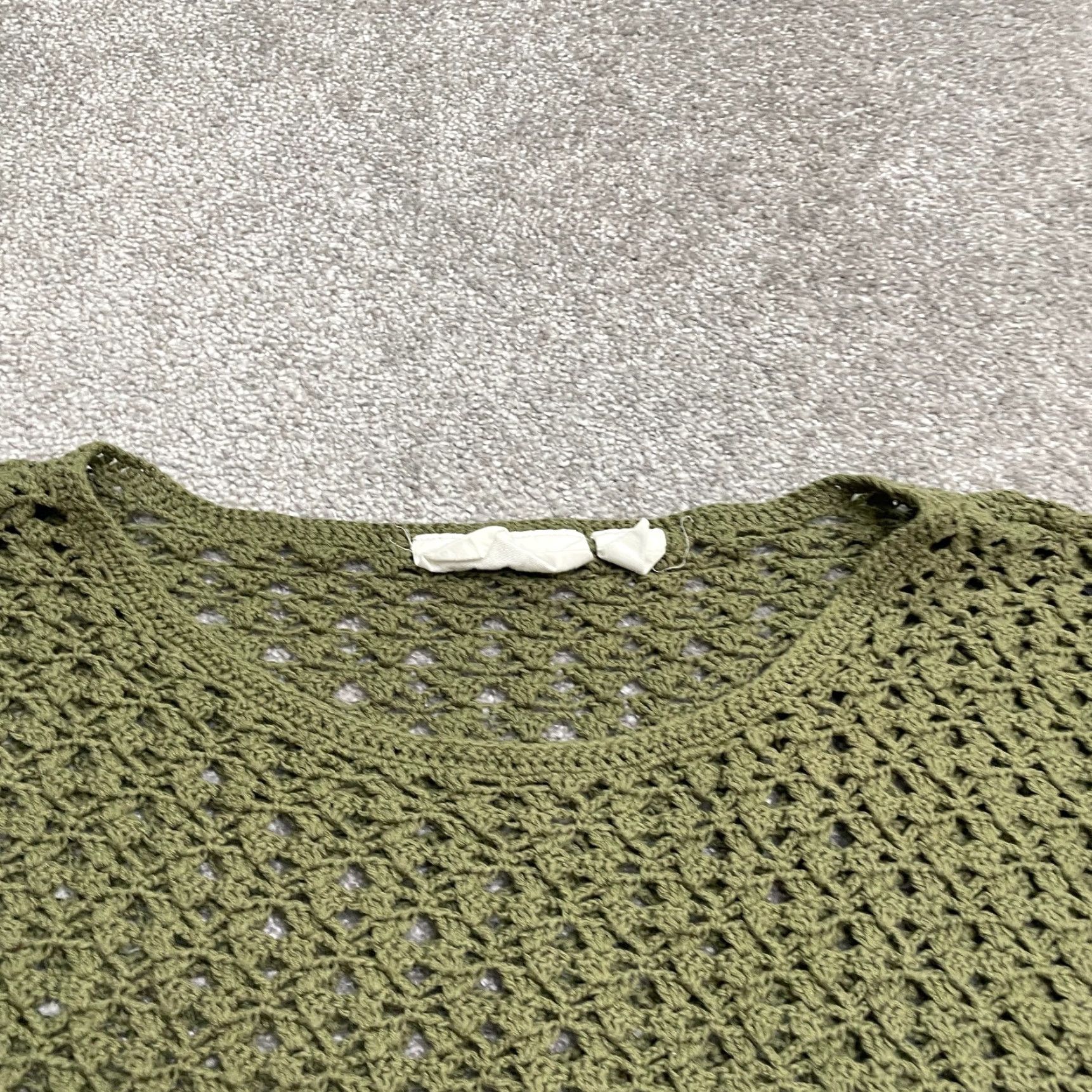 H&M H&M Top Womens Medium Green Short Sleeve Round Neck Casual Crochet Knit Logo L.O.G.G. Womens Size M / US 6-8 / IT 42-44 - 4 Thumbnail