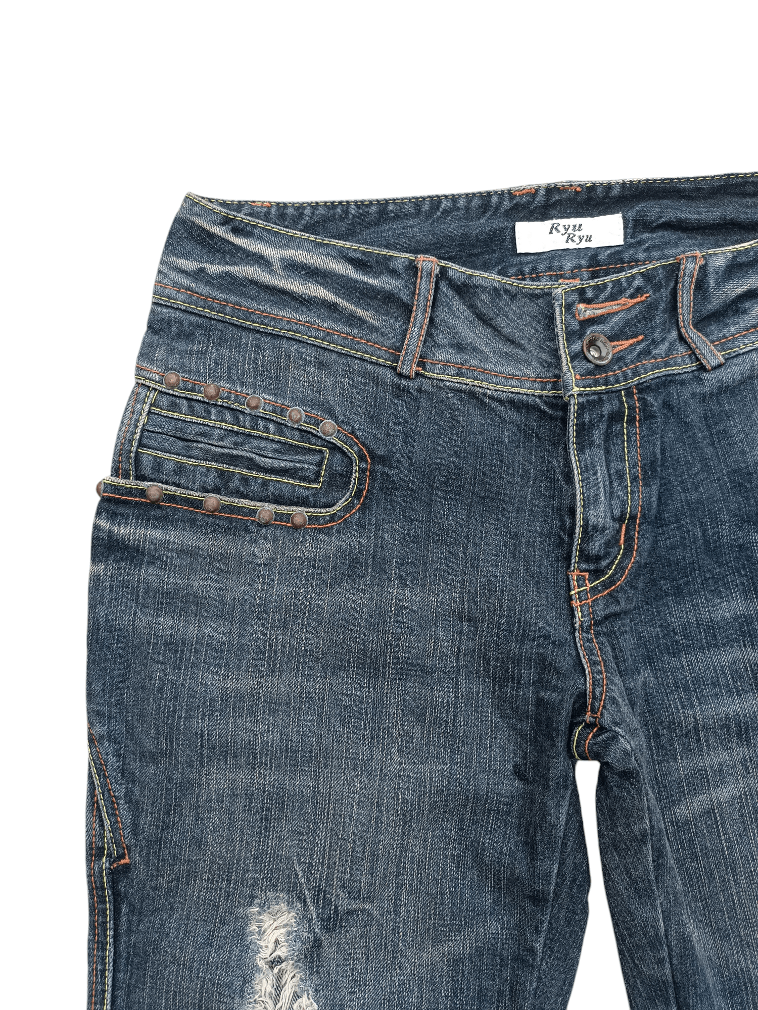 If Six Was Nine Rare Japanese Brand Ryu Ryu Super Flared Distressed Jeans Size US 32 / EU 48 - 16 Thumbnail