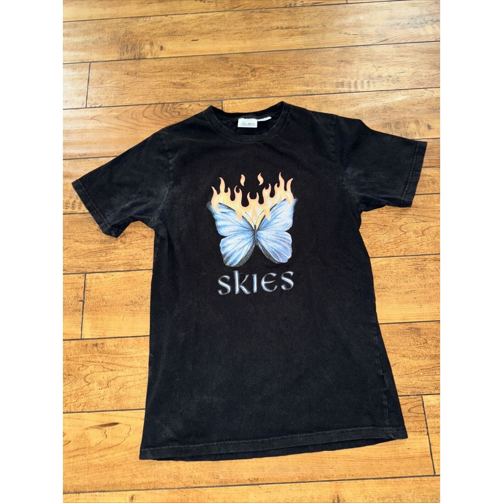 Band Tees × Japanese Brand × Vintage Lil Skies Butterfly T-Shirt Black XS 17x25 Size US XS / EU 42 / 0 - 1 Thumbnail