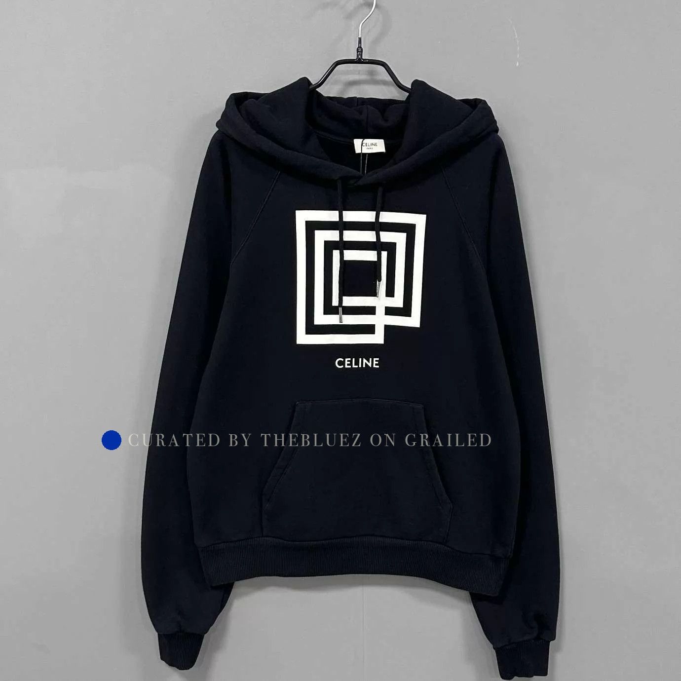 Celine Black Hoodie with White Square Graphic Size US S / EU 44-46 / 1 - 1 Thumbnail