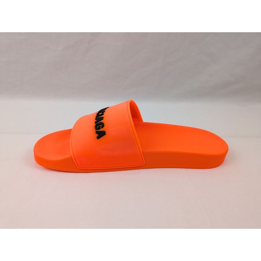 Balenciaga o1rshd1 Pool Smoth Fluo Rubber Logo Slides Flue Orange/Black Size US 12 / EU 45 - 7 Thumbnail