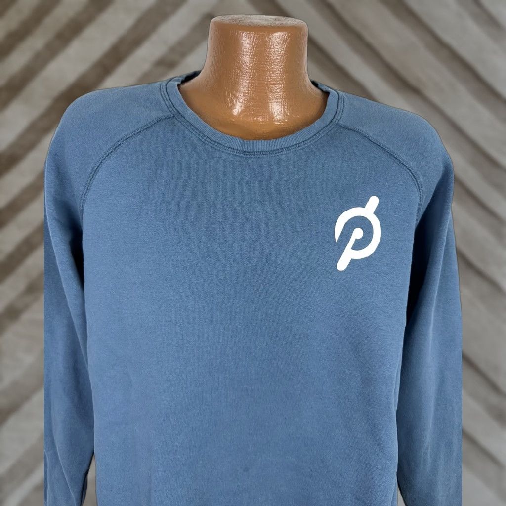 Vintage Peloton Sweatshirt Mens L Blue Raglan Crewneck Logo Spellout Cotton Blend Workout Shirt Size US L / EU 52-54 / 3 - 1 Thumbnail