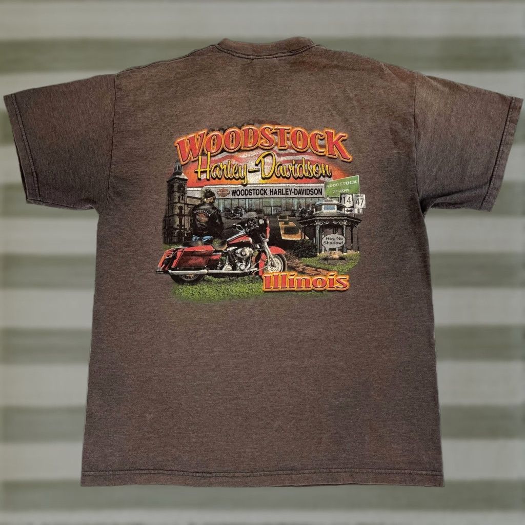 Harley Davidson VINTAGE Harley-Davidson T-Shirt Mens Large Brown 2007 Woodstock IL Made in USA Motorcycle Vintage Solid Size US L / EU 52-54 / 3 - 1 Thumbnail