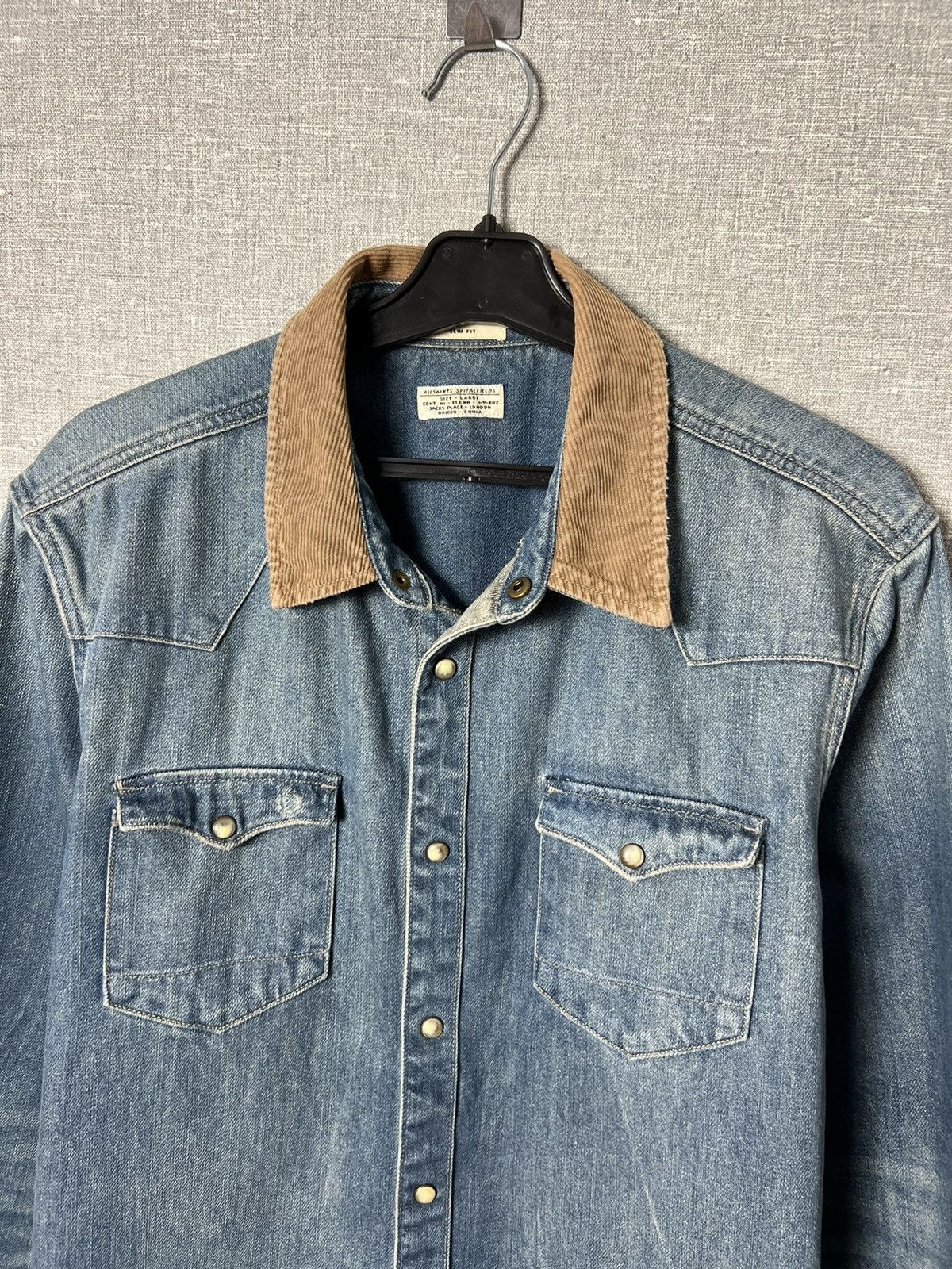 Allsaints AllSaints Redford Denim Long Sleeve Corduroy Collar Shirt Size US M / EU 48-50 / 2 - 3 Thumbnail