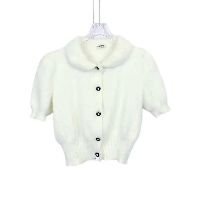 Miu Miu Miu Miu White Short Sleeve Pullover Blouse 0089 Size S / US 4 / IT 40 - 1 Thumbnail