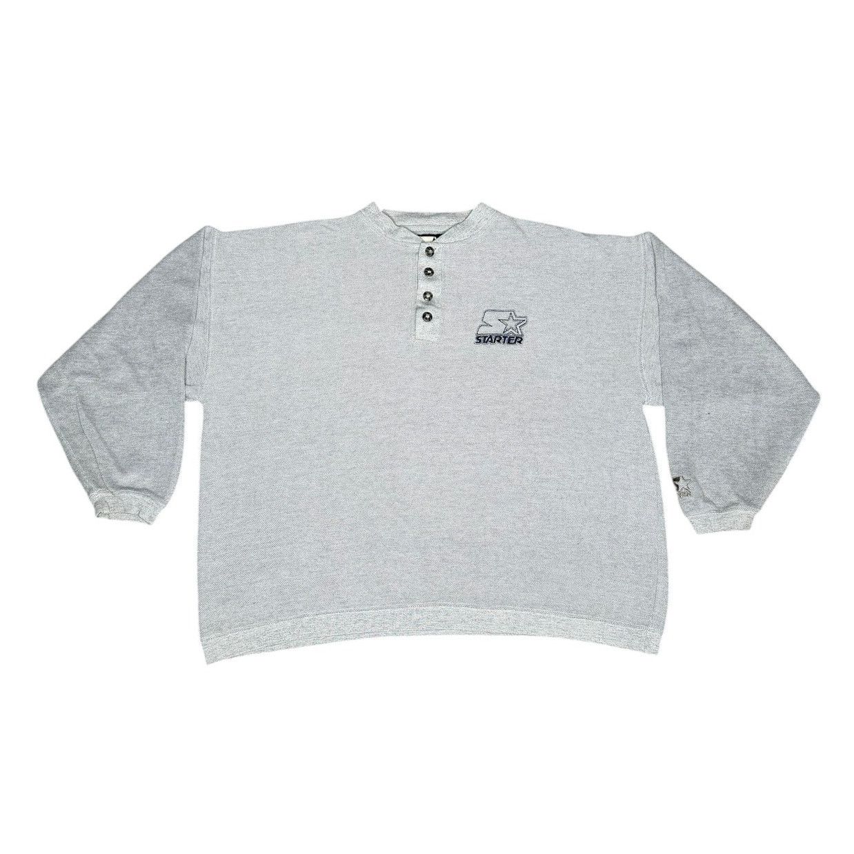 Starter × Vintage Vintage 90s Starter Logo Henley Pullover Sweatshirt Size US L / EU 52-54 / 3 - 1 Thumbnail