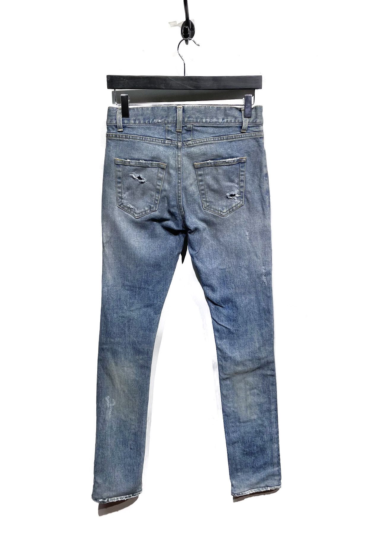Saint Laurent Paris Saint Laurent D02 Distressed Light Blue Skinny Jeans Size US 27 - 2 Thumbnail