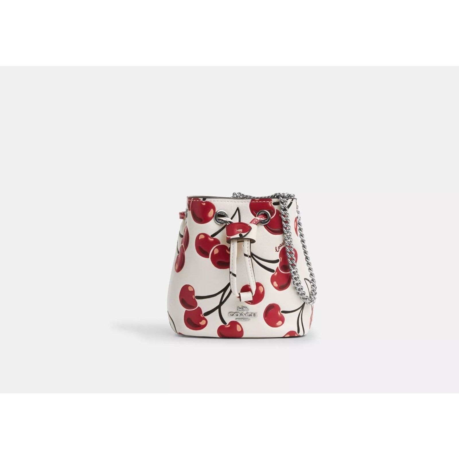 Coach NWT COACH CZ030 Drawstring Wristlet Cherry Print Chalk Multi Size ONE SIZE - 7 Thumbnail