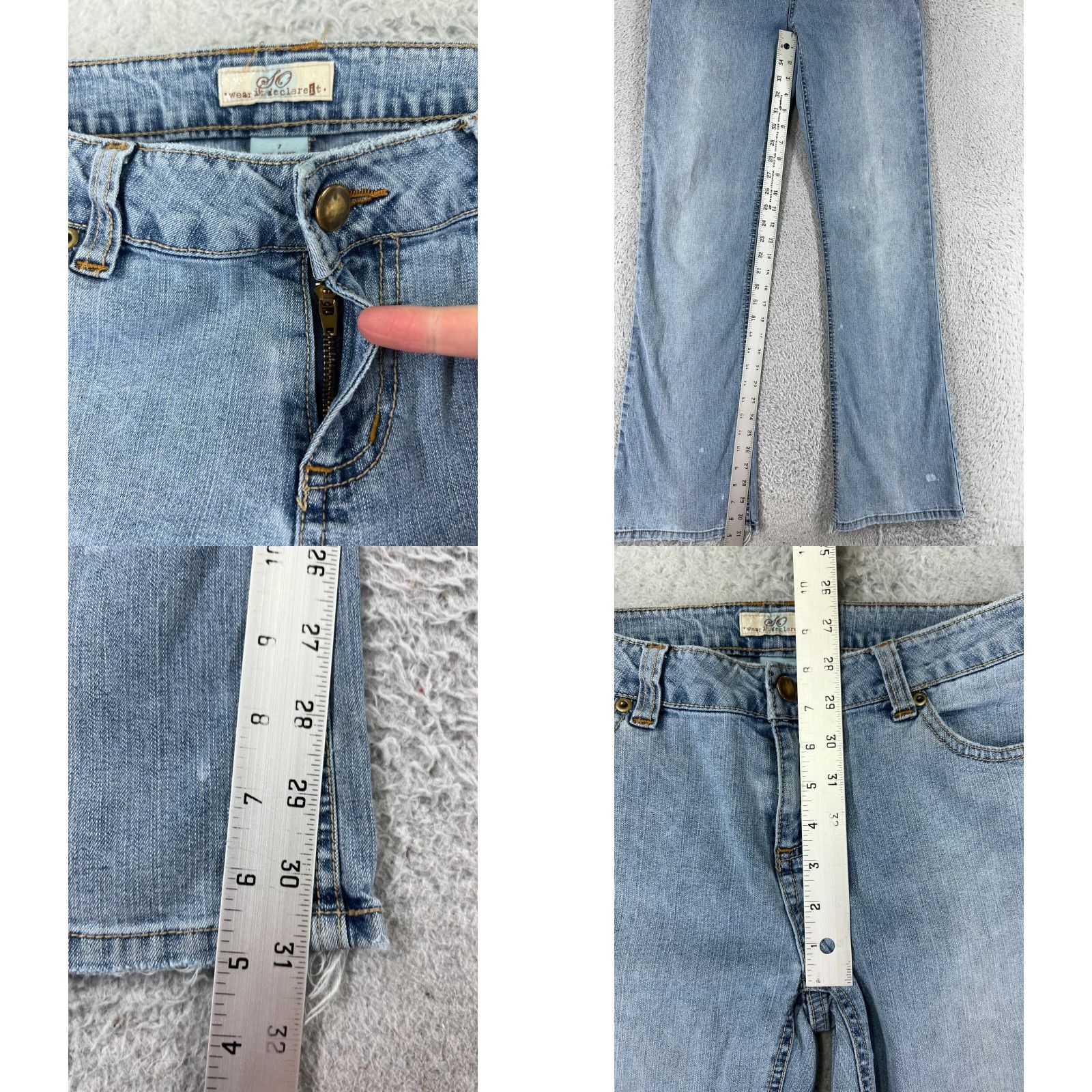 Denime SO Jeans Women 7 Blue Denim Bootcut Low Rise Light Wash Ramie Embroidered Size 28" / US 6 / IT 42 - 8 Thumbnail