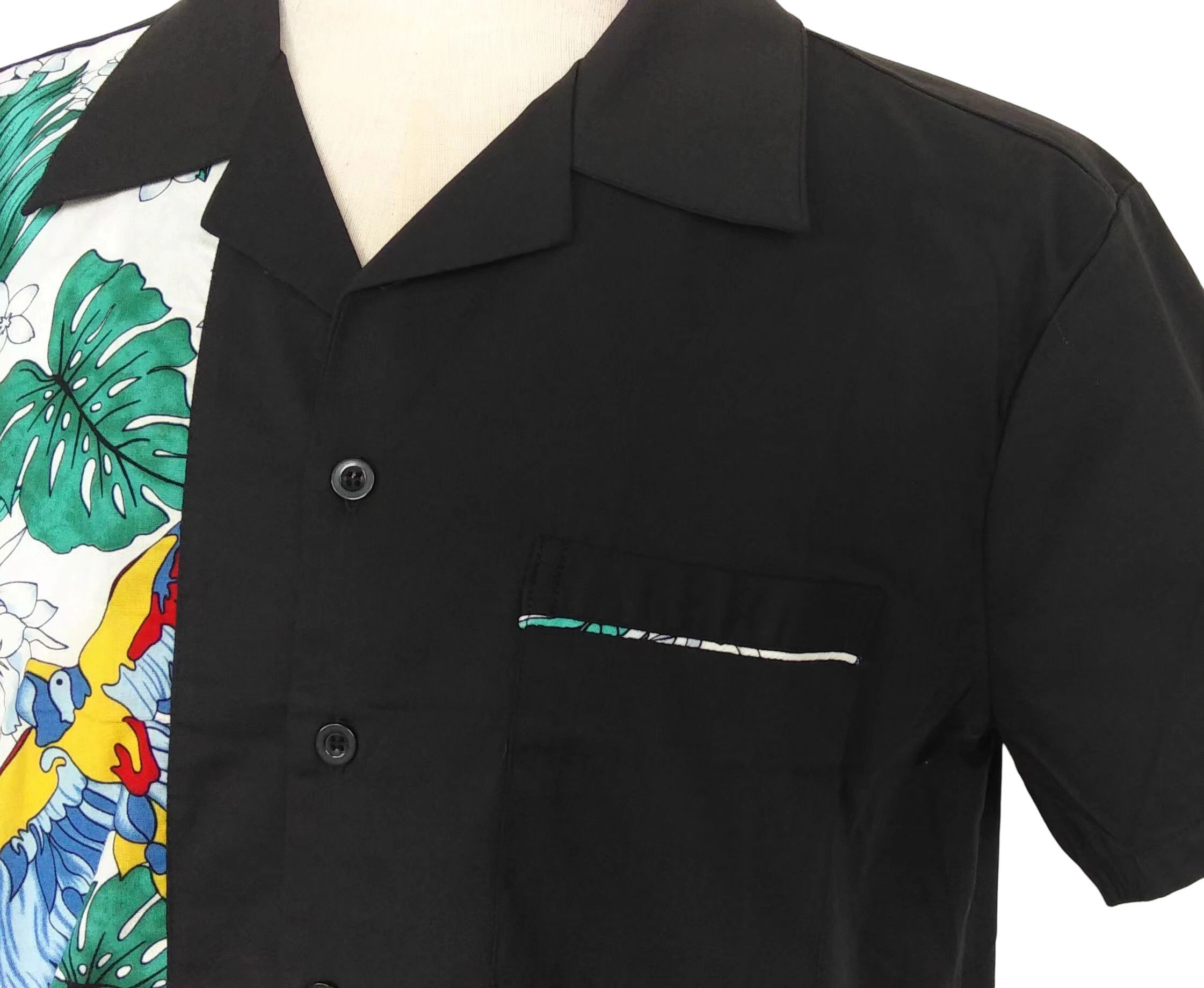 Other Pocket Black Men Shirts Contrast Birds Pattern Size US XXL / EU 58 / 5 - 5 Thumbnail