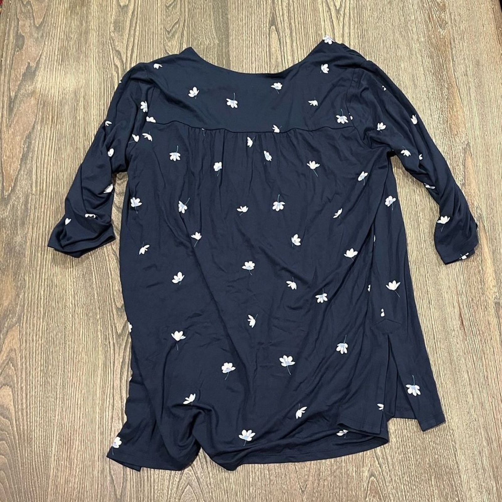 J. Jill J. Jill Wearever Shirred A-Line Tunic 3/4 Sleeve Falling L Size L / US 10 / IT 46 - 5 Thumbnail