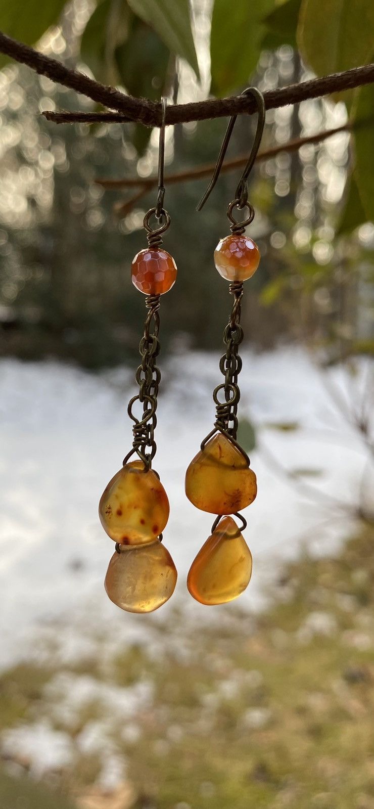 Handmade Carnelian Dangle Earrings Size ONE SIZE - 2 Thumbnail