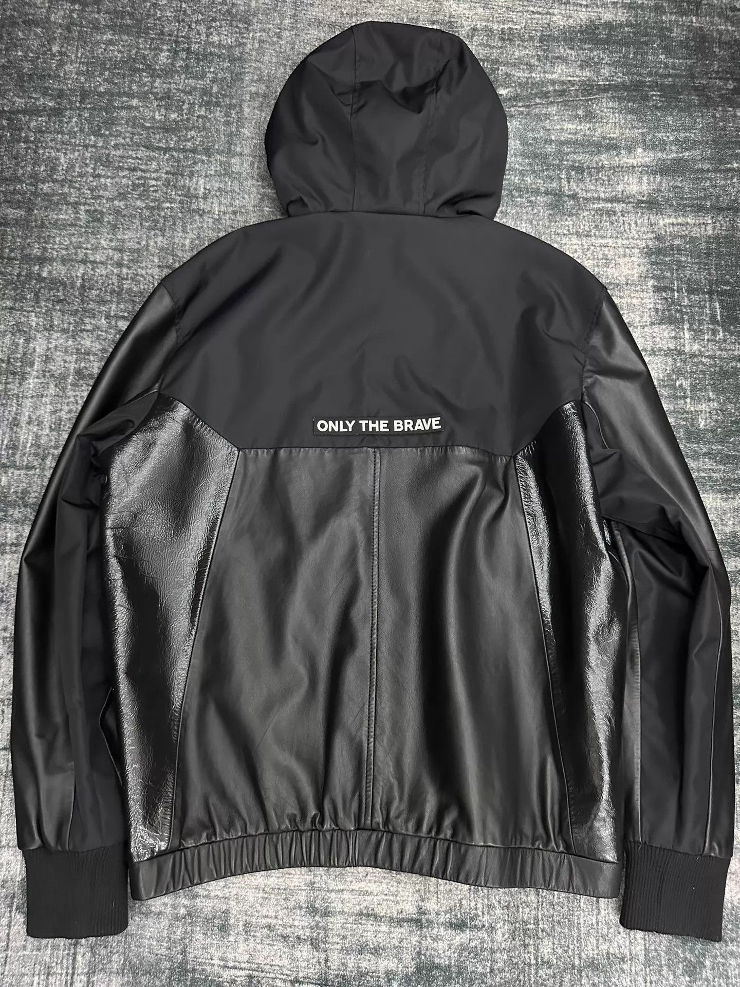 Diesel Diesel Black Sheepskin Waxed Leather Nylon Moto Jacket XXL Size US XXL / EU 58 / 5 - 2 Thumbnail