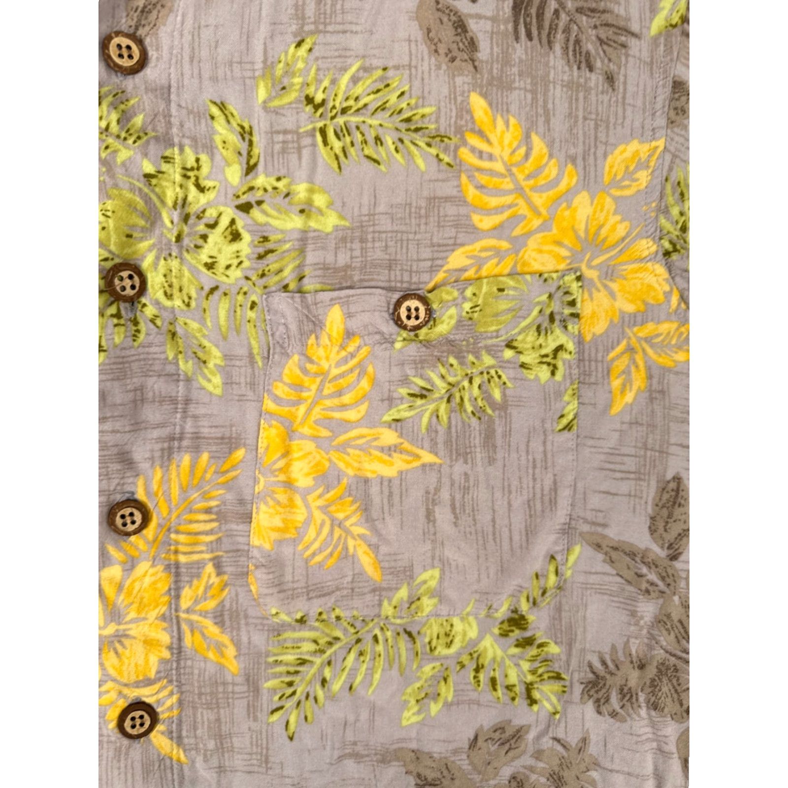 Vintage VINTAGE Knightsbridge Shirt Adult Large Gray Yellow Floral 100% Rayon Hawaiian Pocket Size US L / EU 52-54 / 3 - 6 Thumbnail