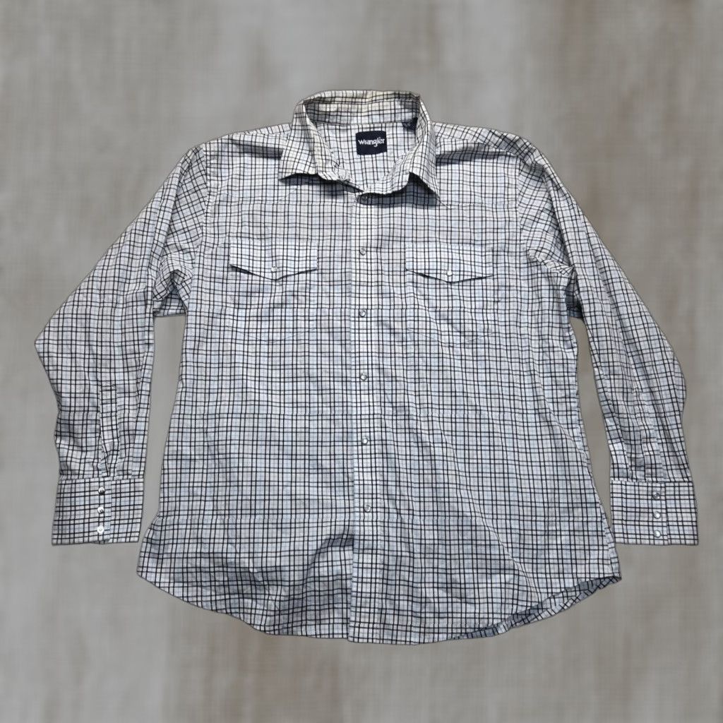 Wrangler Wrangler Button-Up Shirt Blue Plaid Cowboy Western Mens 2XL Size US XXL / EU 58 / 5 - 1 Thumbnail