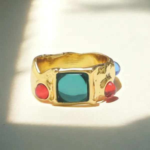 Jewelry Irregular Chunky Ring Gold, Boho Maximalistlist Rings Size ONE SIZE - 6 Thumbnail