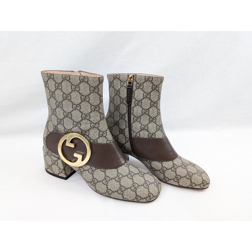 Gucci o1rshd1 T GG Supreme Malaga Kid Boots in Beige Ebony/N.Acero Size US 6.5 / IT 36.5 - 14 Thumbnail