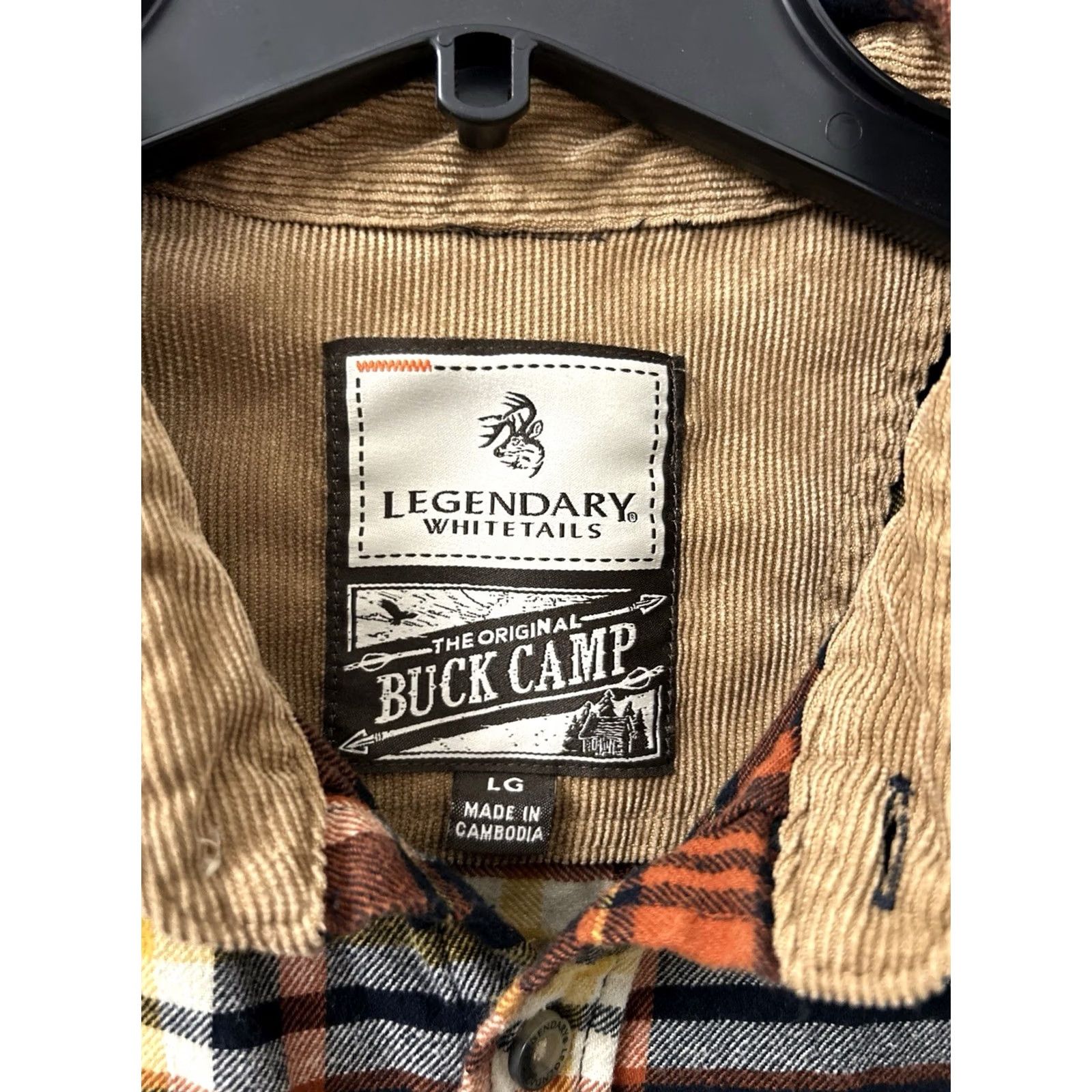 Vintage Legendary Whitetails Buck Camp Shirt Mens Large Orange Plaid Flannel Button-Down Shirt Size US L / EU 52-54 / 3 - 5 Thumbnail