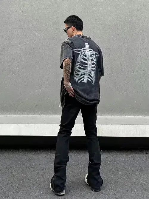 Designer × Vintage faded gradient grunge flared jeans Size US 30 / EU 46 - 3 Thumbnail