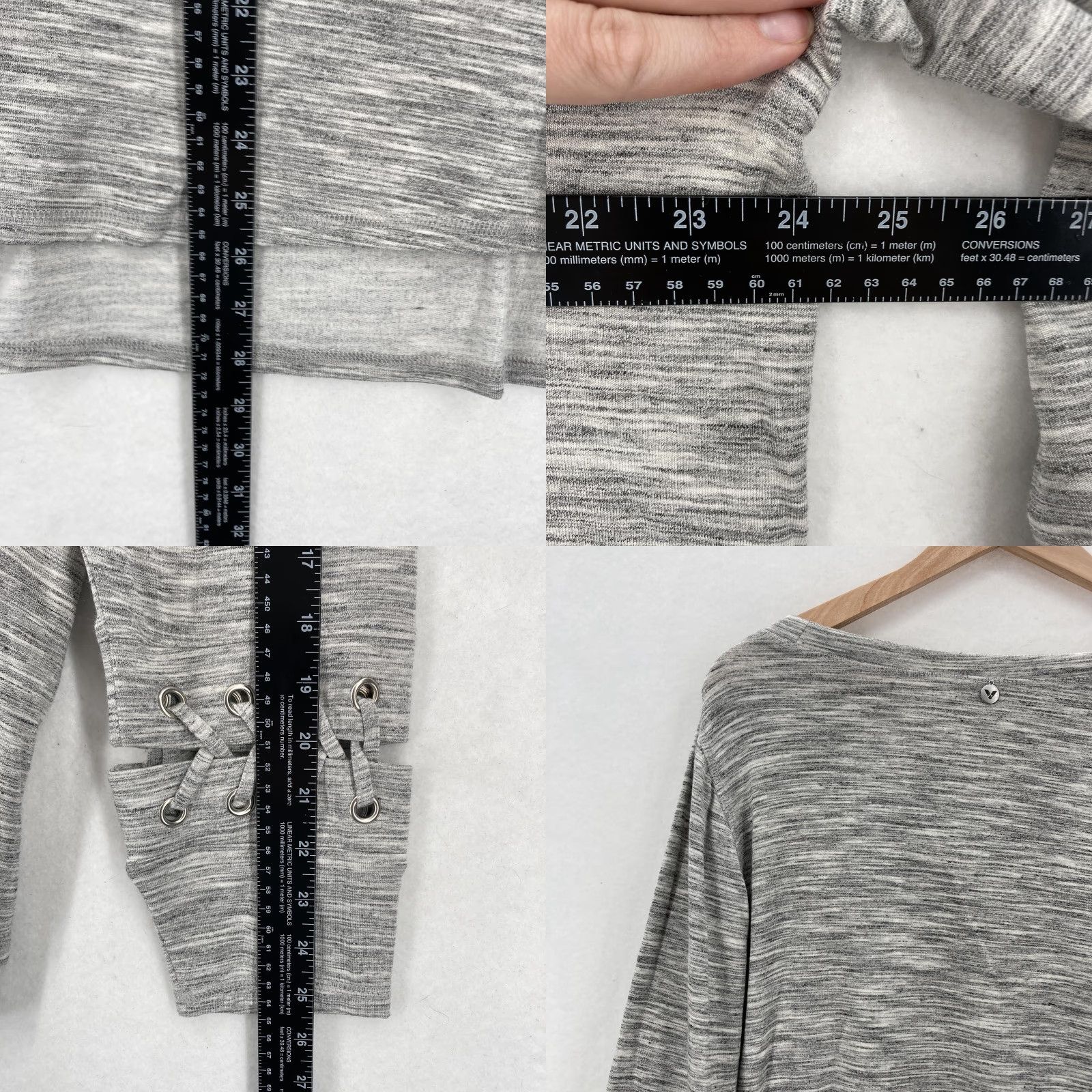 Vintage LIVI Active Pullover Womens 2X Gray Lace-Up Sleeve High-Low Hem Soft Size XXL / US 16-18 / IT 52-54 - 8 Thumbnail