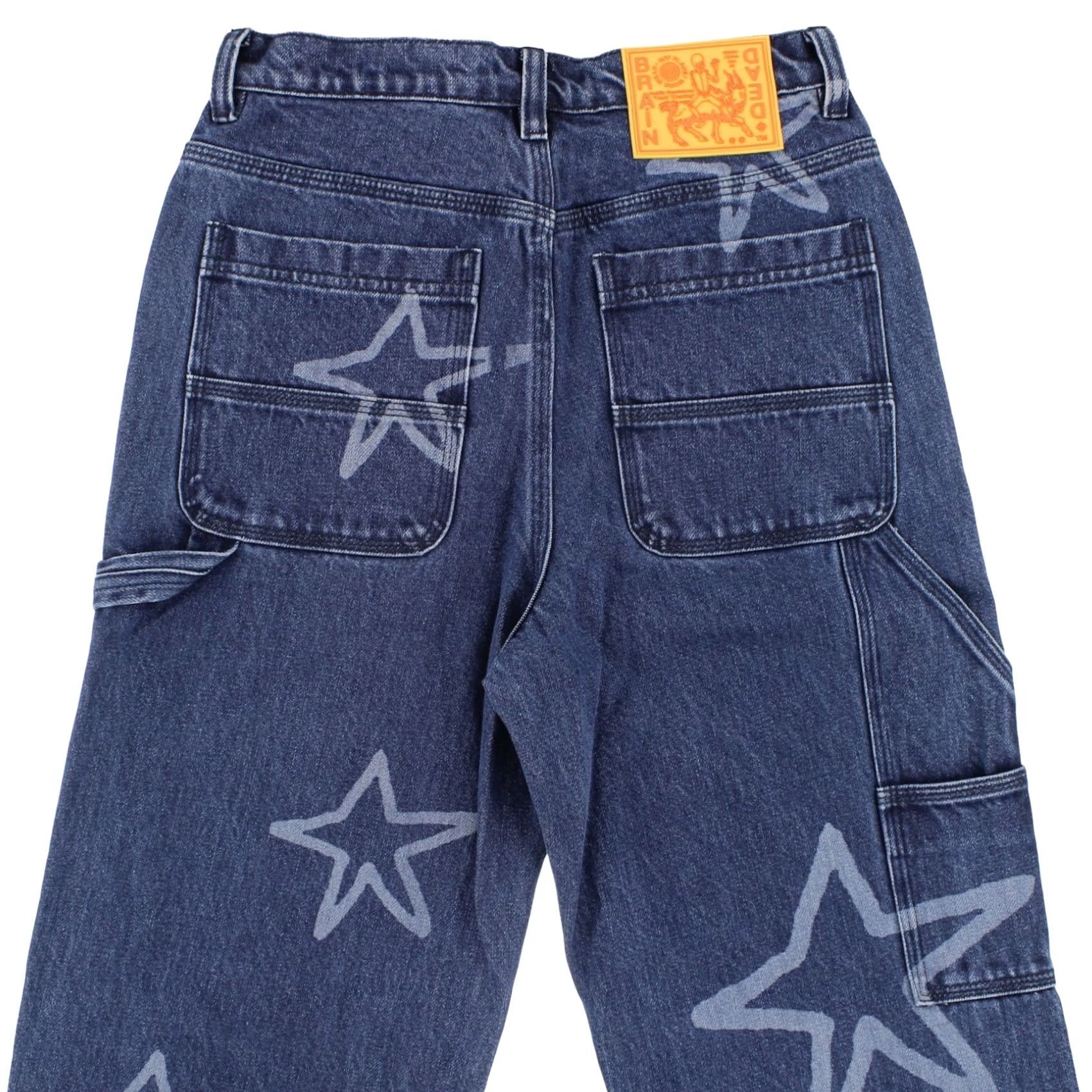 Brain Dead Brain Dead Utility Pants Women's Double Knee Stars Bleached Detailing Indigo Denim Cotton Size 42" / US 20 - 3 Thumbnail