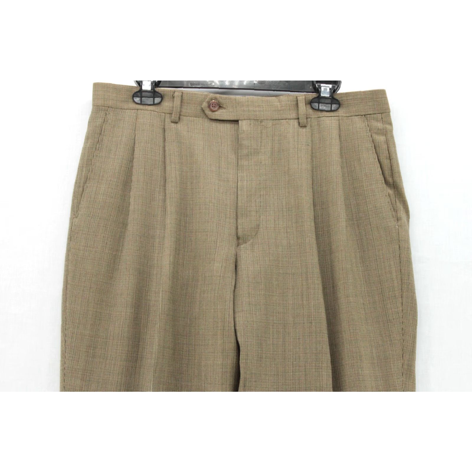 Ralph Lauren Lauren Ralph Lauren Pants Men’s 33x28 Brown Houndstooth Wool Pleated Cuffs Dress Pants Men’s Size US 33 - 2 Thumbnail