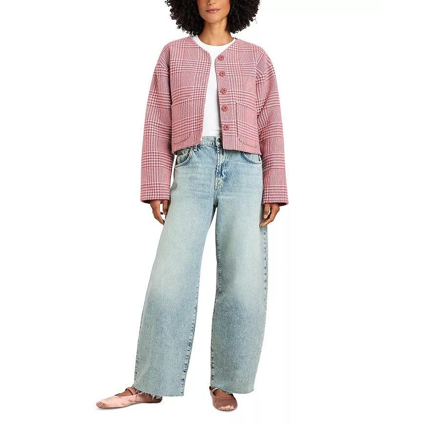 Splendid Splendid Women Coral Plaid Wool Reversible Jacket Size M Size M / US 6-8 / IT 42-44 - 2 Thumbnail