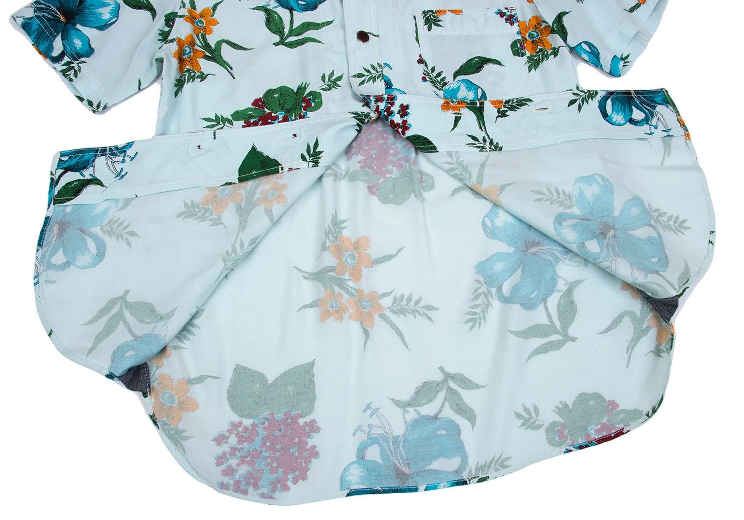 Junya Watanabe Floral Print Rayon Short Sleeve Shirt in Light Blue Size US XS / EU 42 / 0 - 10 Thumbnail