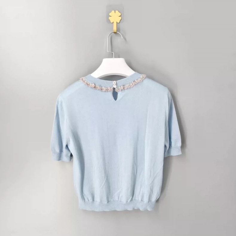 Prada Miu Miu Women's Knit Short Sleeve Top-2506 Size M / US 6-8 / IT 42-44 - 2 Thumbnail