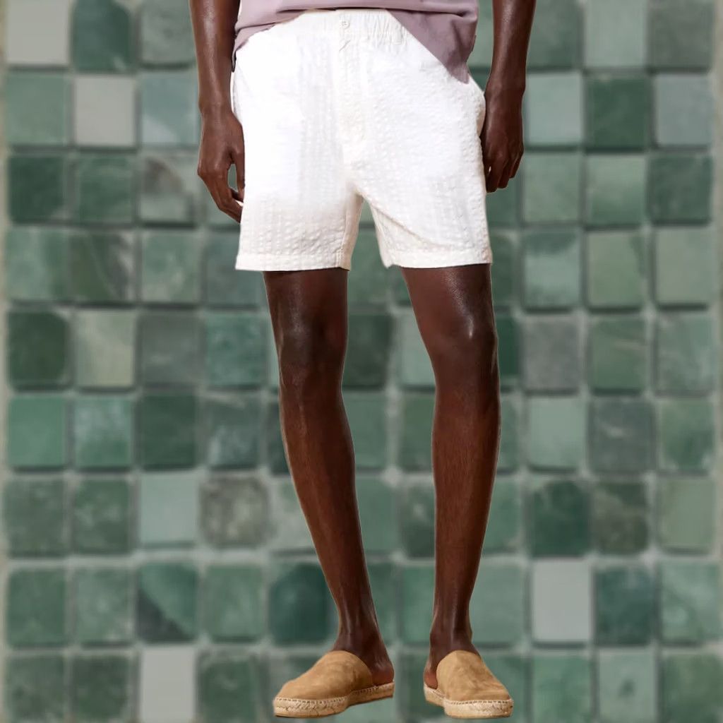 Todd Snyder Todd Snyder White 5" Seersucker Beachcomber Shorts Men 2XL Designer NWT Size US 39 - 1 Thumbnail