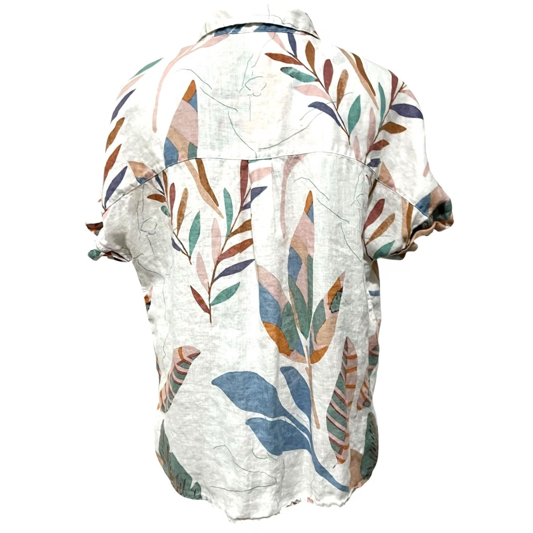 Cynthia Rowley VINTAGE Cynthia Rowley Tropical Print 100% Linen Button Up Top Women’s Sz L Shirt Women Tropical 90s Mens? Size M / US 6-8 / IT 42-44 - 2 Thumbnail