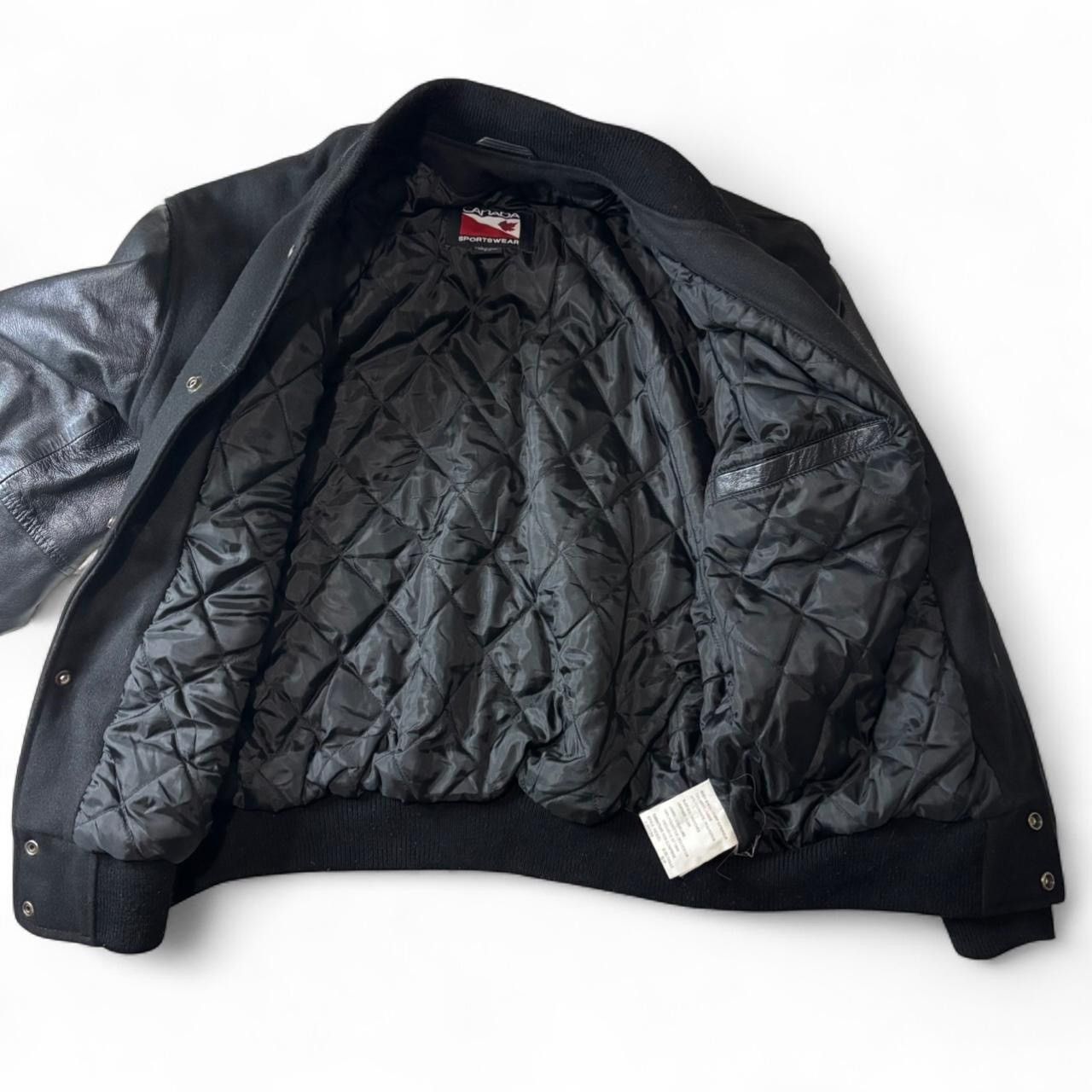 Vintage Vintage Black Leather Wool Blend Bomber Jacket - S Size US S / EU 44-46 / 1 - 5 Thumbnail