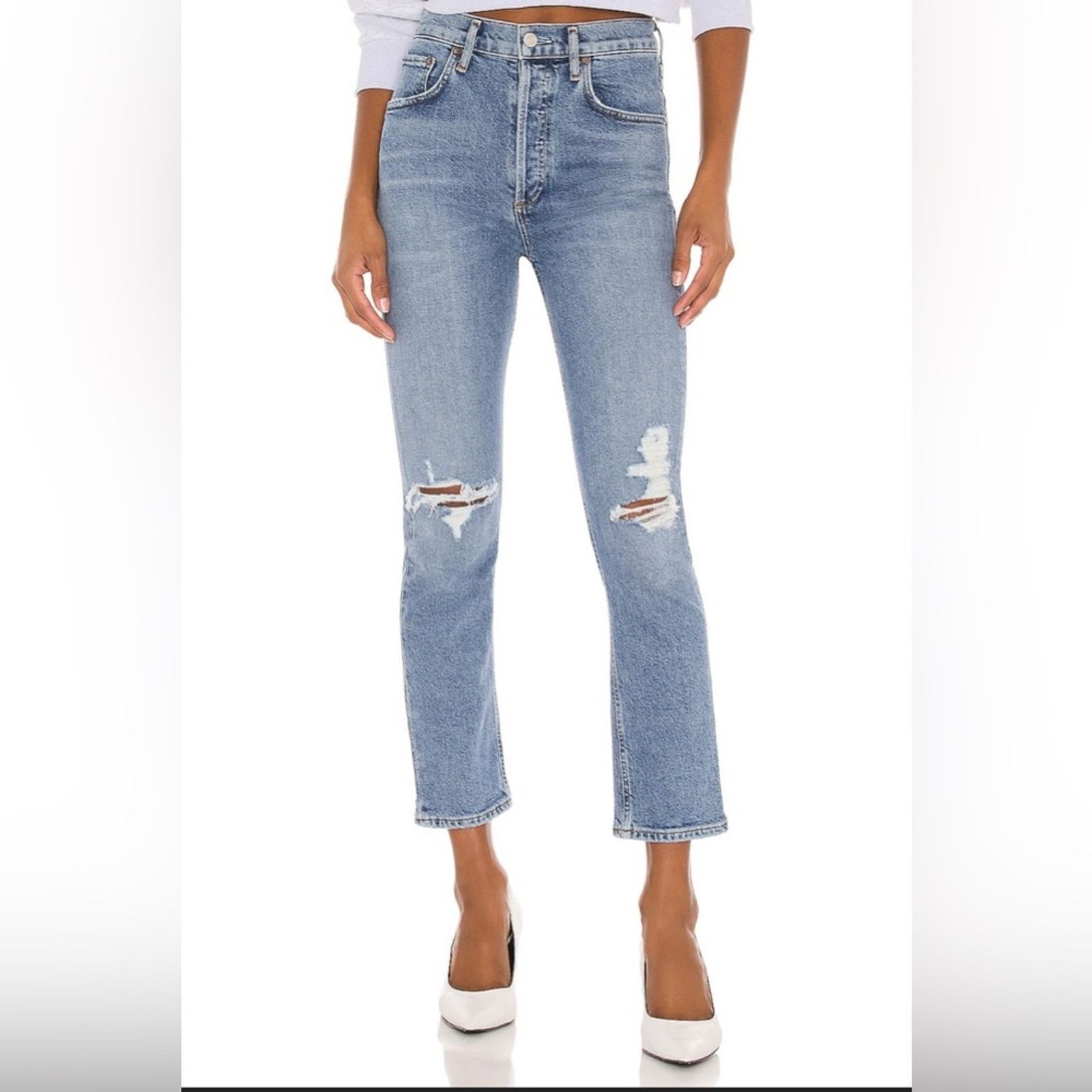 Agolde Agolde Riley High Rise Straight Crop Jeans Size 24" / US 00 / IT 34 - 12 Thumbnail
