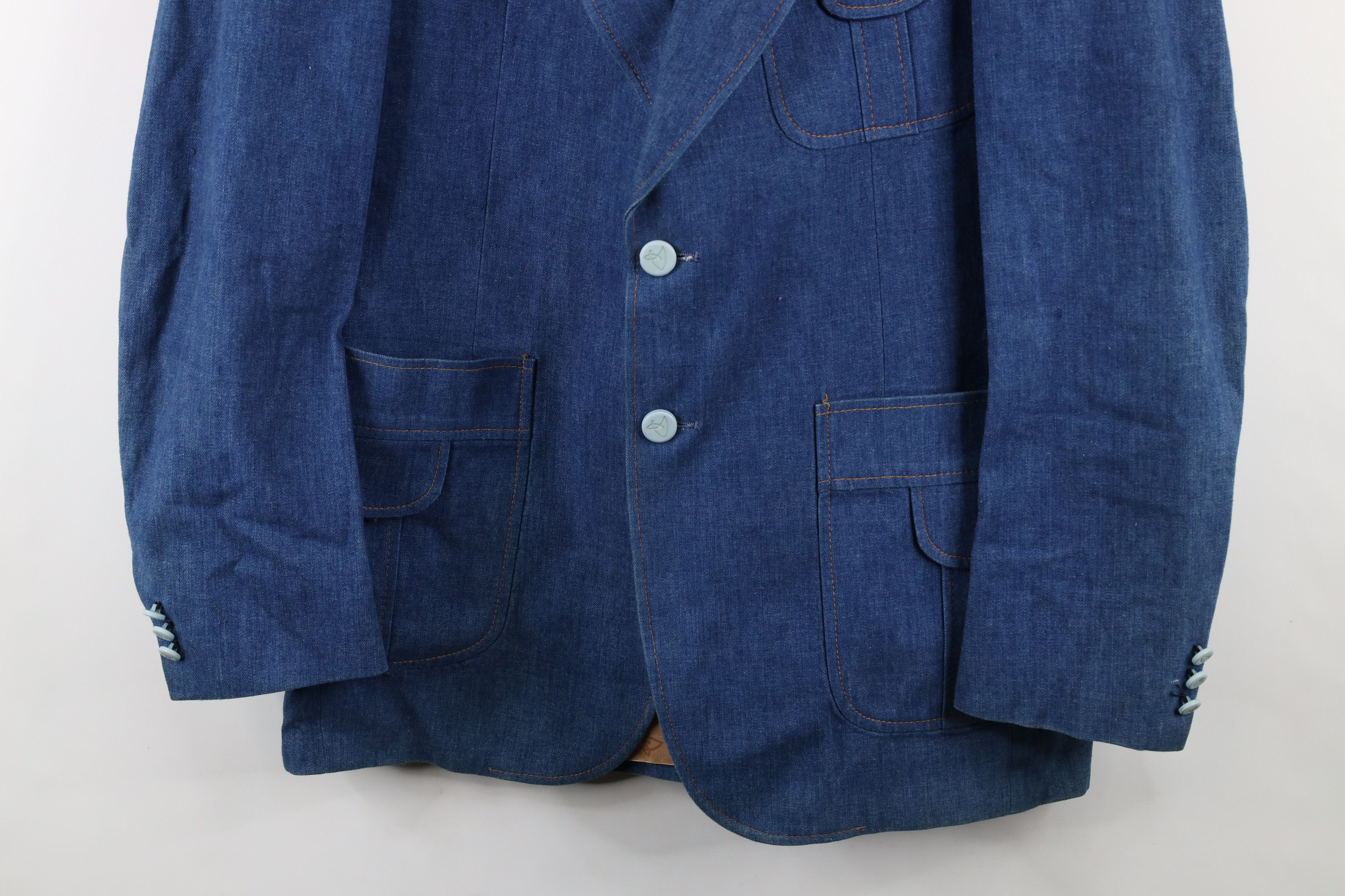 Vintage Vintage 70s Streetwear Denim Jean Blazer Suit Jacket USA Size US XL / EU 56 / 4 - 3 Thumbnail