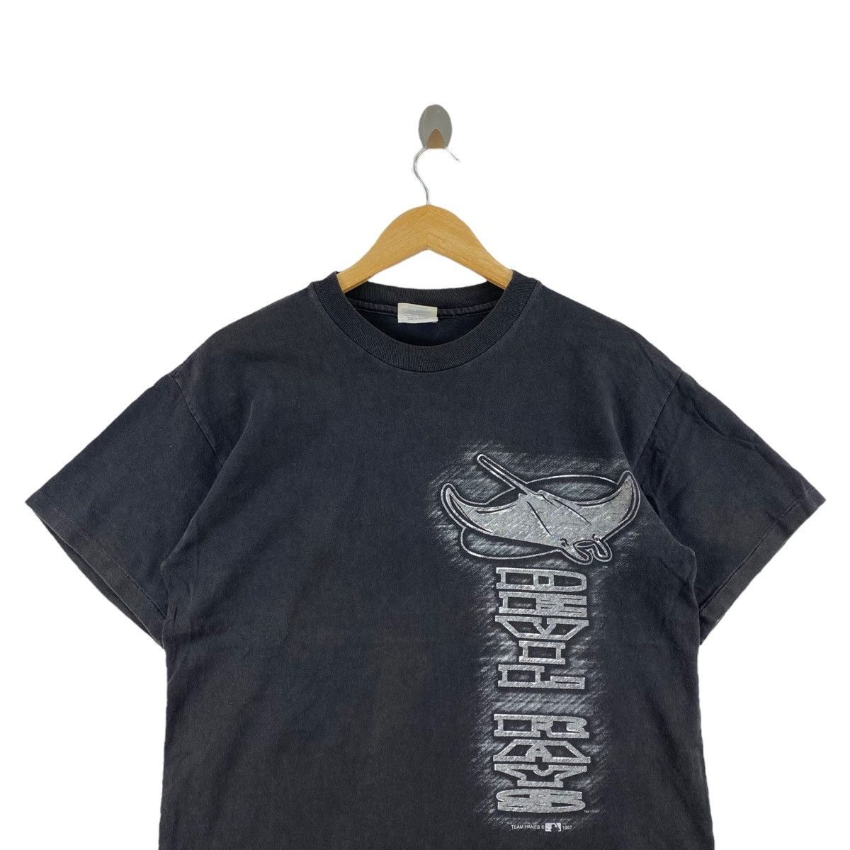 MLB × Vintage Vintage 90s DEVIL RAYS MLB Usa Print Team Hanes Black Short Size US M / EU 48-50 / 2 - 2 Thumbnail