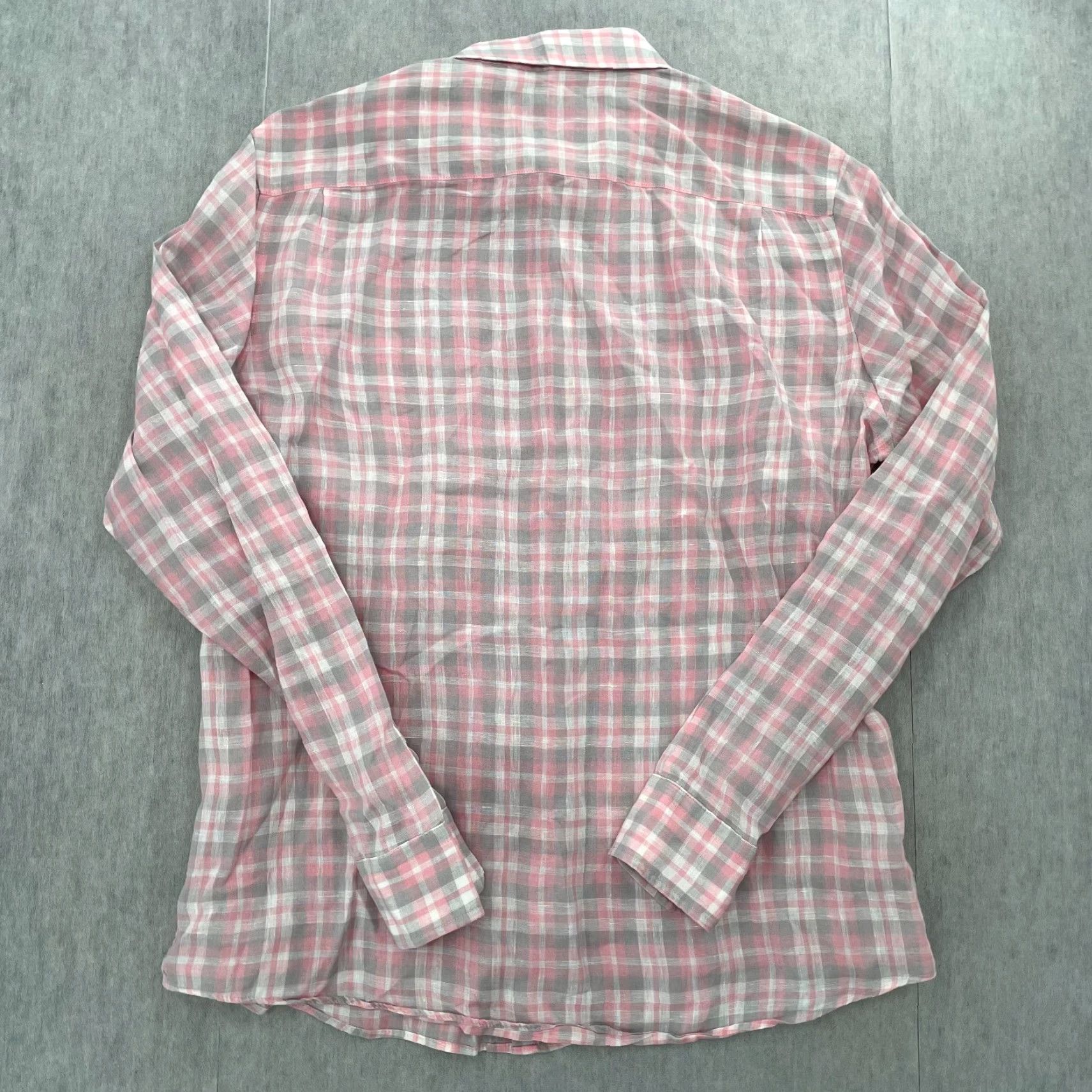 Faherty Faherty Button-Up Shirt Adult Large Pink Plaid Linen Long Sleeve Pocket Casual Mens Size US L / EU 52-54 / 3 - 2 Thumbnail