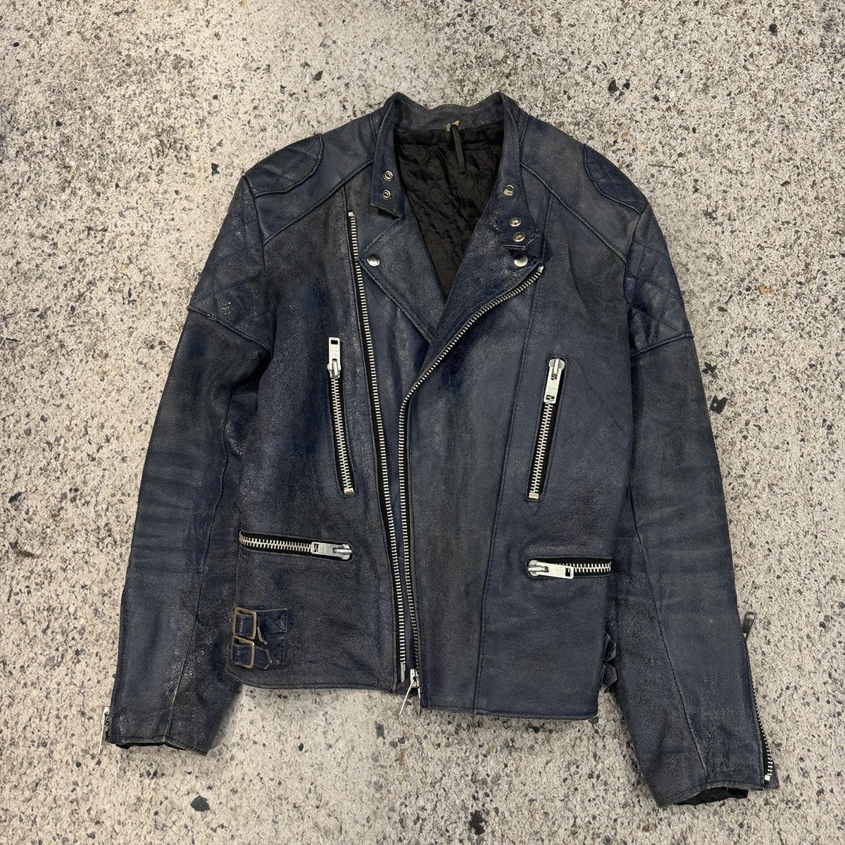 ジャケット・アウター VINTAGE WASHED LEATHER ZIP Reclaimed Vintage unisex washed real leather zip up jacket