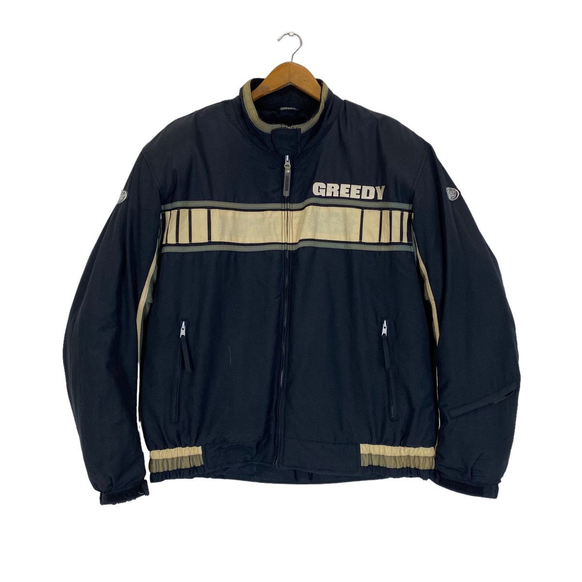 image of Greedy Motorsport Racing Zipper Padding Jacket in Black, Men's (Size Medium)